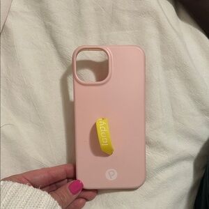 Loopy Case Pink Phone Case with Yellow Loopy Grip